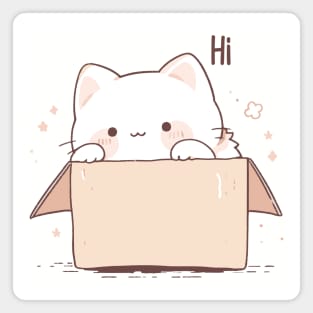 Cute Kawaii Cat says Hi Magnet